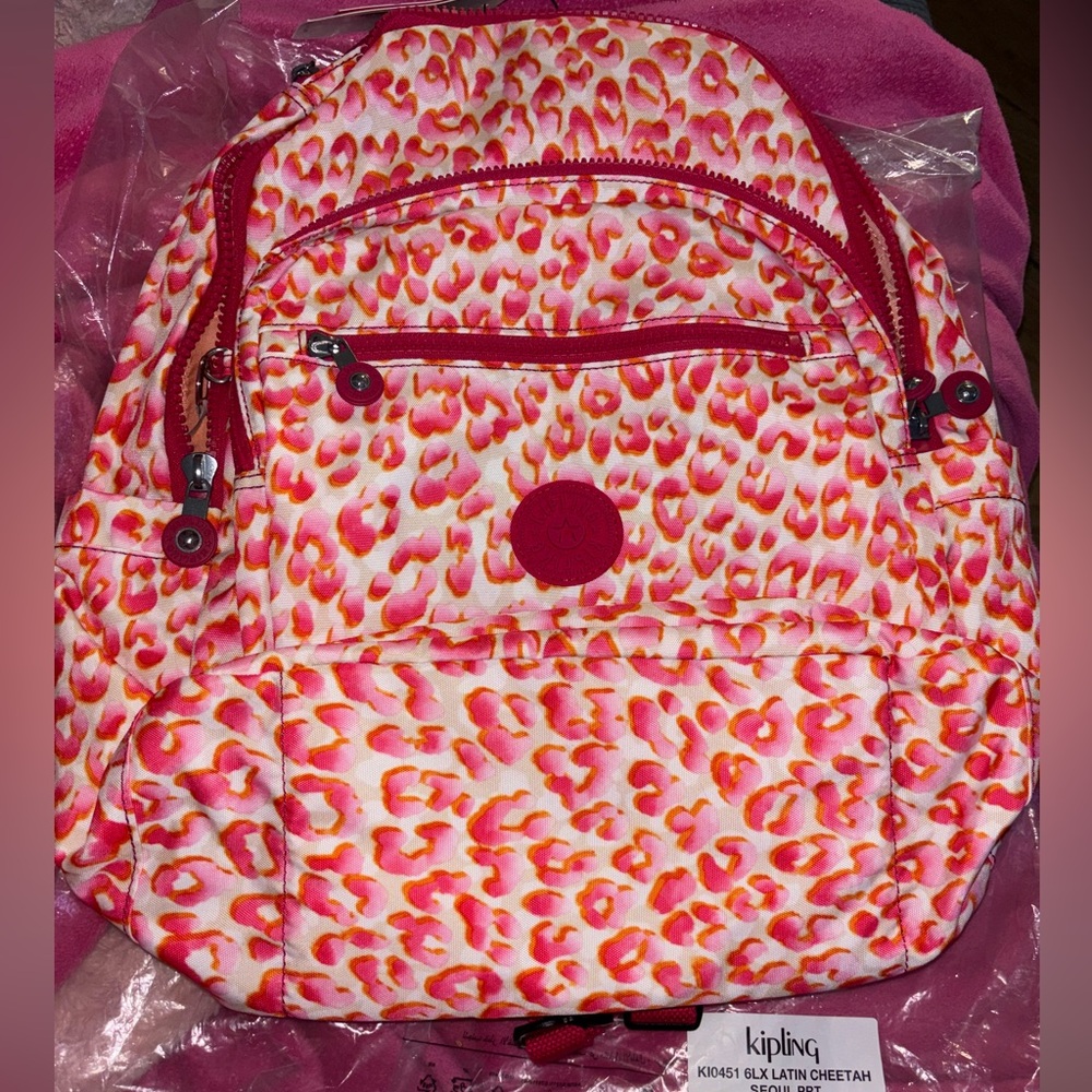 Kipling Vibrant Cheetah Seoul  Backpack nwt